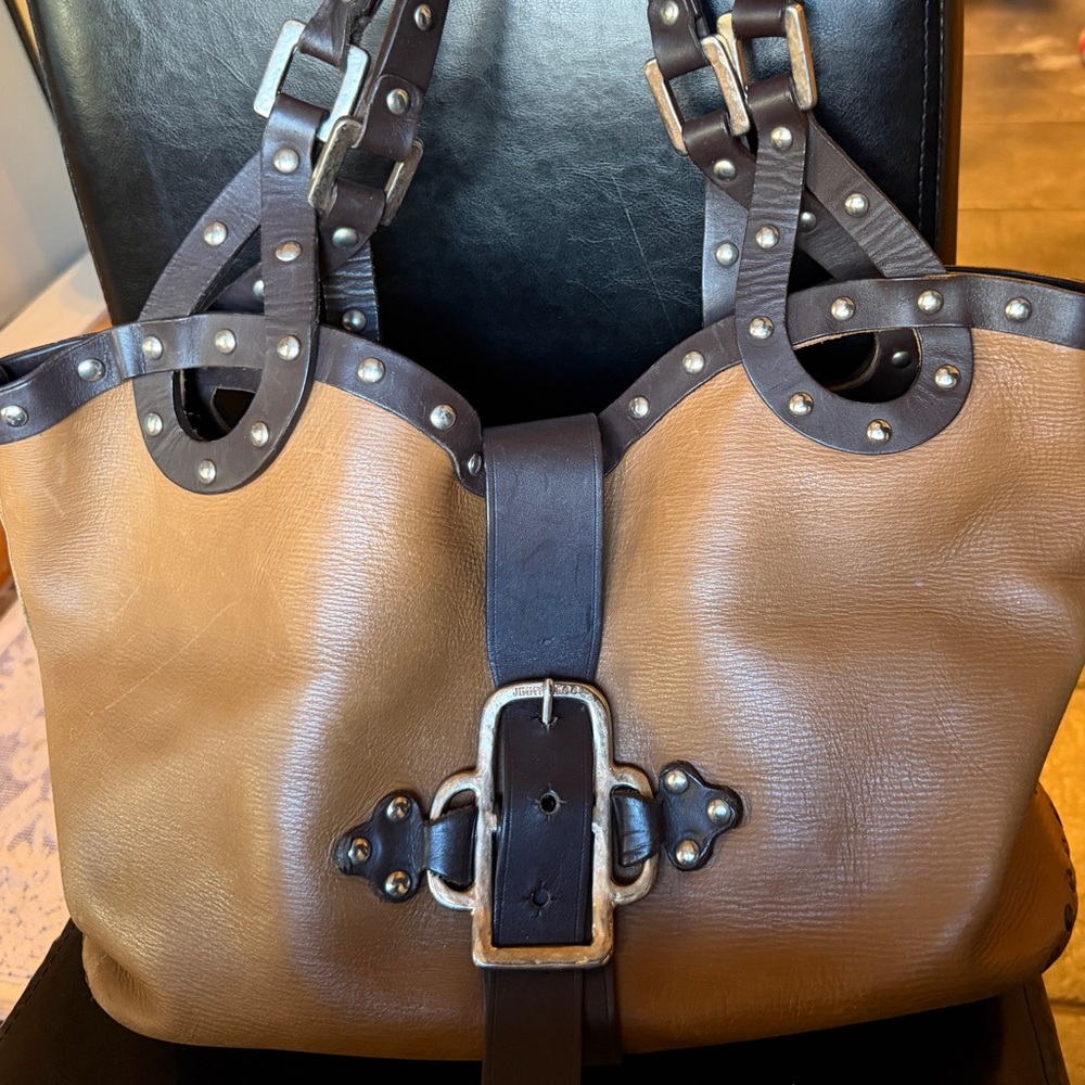 Vintage Authentic Jimmy Choo Leather Studded Women's Bag
